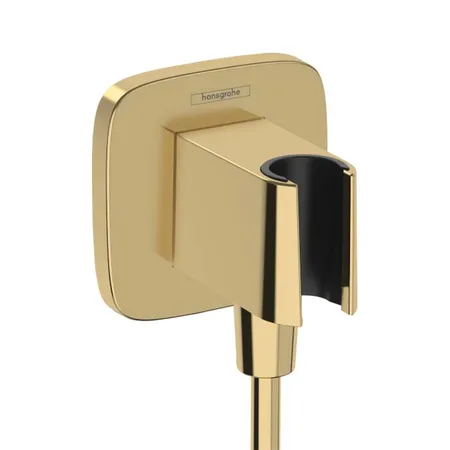 Hansgrohe FixFit Q Шланговое подсоединение с держателем ручного душа, цвет: полировоное золото