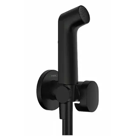 Hansgrohe Гигиенический душ, настенный, S 1 jet EcoSmart+ с запорным вентилем, цвет: черный матовый