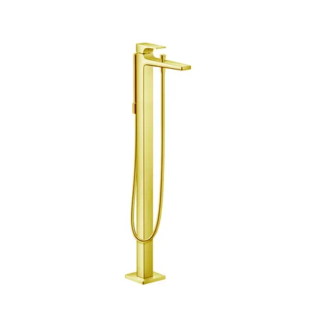 Hansgrohe Metropol Смеситель для ванны, на 1 отв, напольный, с ручным душем, излив 235мм, цвет: золото