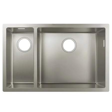 Hansgrohe S71 S719-U655 Мойка для кухни 70.5х45см., встраиваемая снизу, без отв., двойная, цвет: нержавеющая сталь