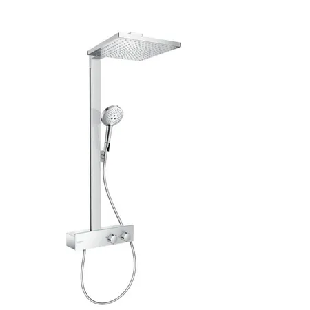 Hansgrohe Showerpipe Rindance E Душевая стойка, с термостатическим смесителем, верхним душем 30x30см., ручным душем и шлангом 160см., и полкой, цвет: хром