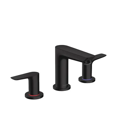 Hansgrohe Talis E Смеситель для раковины 150, на 3 отв, с донным клапаном, излив 112мм, цвет: черный матовый
