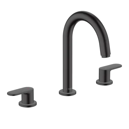 Hansgrohe Vernis Blend Смеситель для раковины, на 3 отв, с донным клапаном, цвет: матовый черный