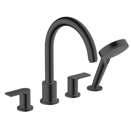 Hansgrohe Vernis Shap Смеситель на край ванны, на 4 отв, цвет: матовый черный