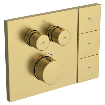 Ideal Standard Ceratherm Navigo Solos Смеситель для душа, встраиваемый, термостатический, цвет: PVD Brushed Gold (Шлифованное Золото)
