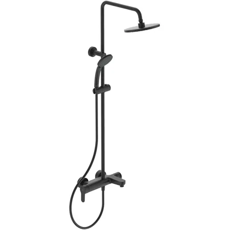 Ideal Standard IdealRain Cerafine O Душевая система с настенным смесителем, верхним душем Ø20см., держателем, лейкой для душа и шлангом 175см., цвет: черный матовый