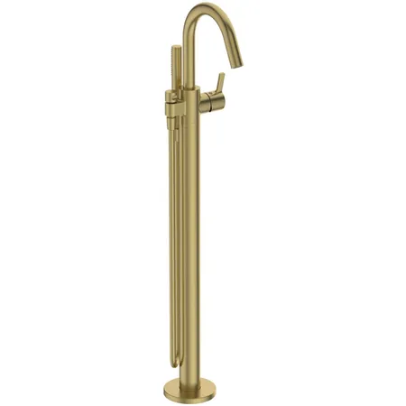 Ideal Standard Joy Смеситель для ванны, напольный, с ручным душем, цвет: PVD Brushed Gold (Шлифованное Золото)
