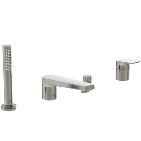 Ideal Standard La Dolce Vita Смеситель для ванны, на 4 отв., с ручным душем, цвет: PVD Silver Storm (Серебряный Шторм)