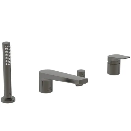 Ideal Standard La Dolce Vita Смеситель для ванны, на 4 отв., с ручным душем, шланго для душа 175см., цвет: PVD Magnetic Grey