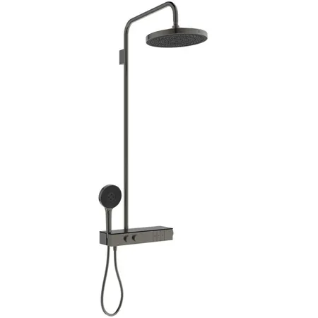Ideal Standard Solos Душевая система с термостатическим смесителем, держатель для лейки, 3-функциональный (Rain, Silkrain, SecondSkin) круглый пластиковый верхний душ 30см., ручной душ 3-х фукциональный, шланг 175см., цвет: PVD Magnetic Grey