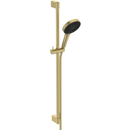 Ideal Standard Solos Душевой гарнитур со штангой 90cм., Металлическая штанга и держатель ручного, 3-функциональный (Rain, Silkrain, Active) ручной душ, шланг 175см., цвет: PVD Brushed Gold