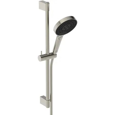 Ideal Standard Solos Душевой гарнитур со штангой 60cм., Металлическая штанга и держатель ручного, 3-функциональный (Rain, Silkrain, Active) ручной душ, шланг 175см., цвет: PVD Silver Storm