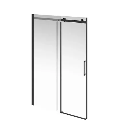 Kerama Marazzi Cristallo Душевая дверь 140х210см, раздвижная с функцией soft close, цвет: черный матовый