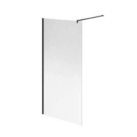 Kerama Marazzi Cristallo Душевое ограждение 100х210см, рифленое стекло, цвет: черный матовый