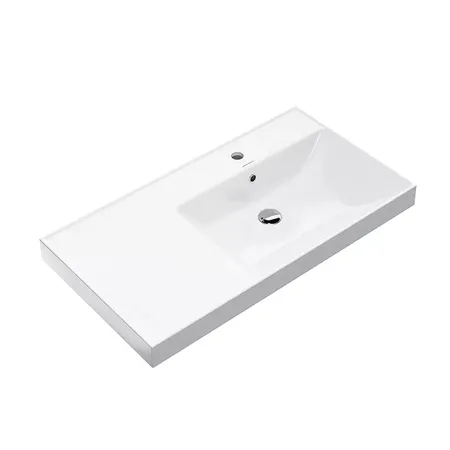 Kerama Marazzi Cubo Раковина 90х48.5х18см., подвесная, мебельная, правая, 1 отв., с переливом, цвет: белый глянцевый