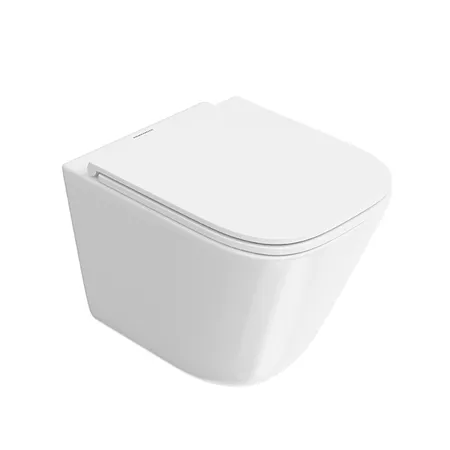 Kerama Marazzi Cubo Унитаз 34х48см, подвесной, смыв торнадо, с крепежом и сиденьем, цвет: белый глянцевый