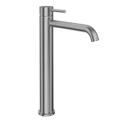 Kerama Marazzi Eterna Смеситель для раковины, высокий, 1 отв., без донного клапана, цвет: нержавеющая сталь