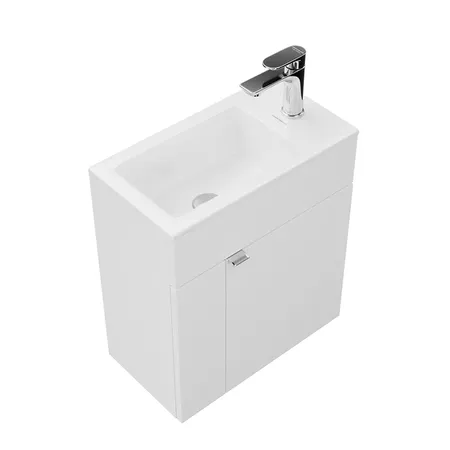 Kerama Marazzi Lato Тумба подвесная с раковиной, 49.5х27х55см., с дверцей, цвет: белая глянцевая