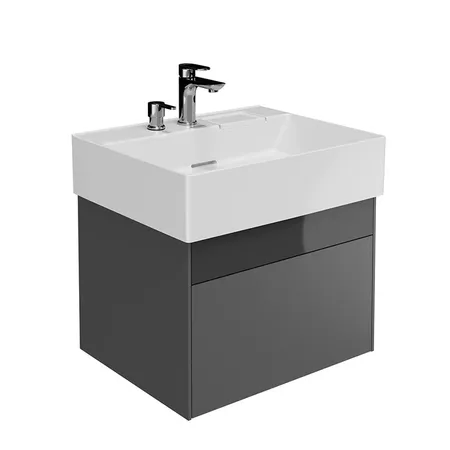 Kerama Marazzi Logica Тумба подвесная 56.4x46x40.3см., 2 ящика, цвет: стальной серый