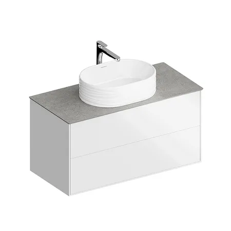 Kerama Marazzi PLAZA Modern Тумба подвесная 100x48см, 2 ящика, цвет: белый / дуб виченце