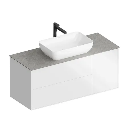 Kerama Marazzi PLAZA Modern Тумба подвесная 120x48см, 3 ящика, цвет: белый / дуб виченце