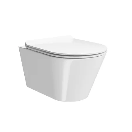 Kerama Marazzi PLAZA Modern Унитаз подвесной безободковый, с системой смыва RIM UP+ (Tornado), цвет: белый глянцевый
