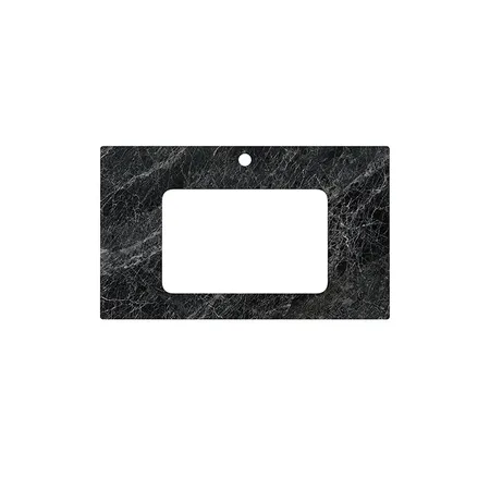 Kerama Marazzi Столешница из керамогранита для встраиваемых раковин снизу Риальто 80см, с 1 отв., толщина 9мм, цвет: серый темный лаппатированный