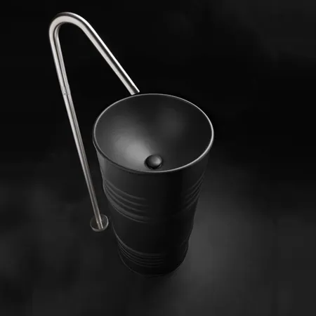 Kerasan Artwork Barrel Раковина 45x90 см, без отв., напольная, слив в стену, цвет: черный матовый