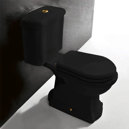Kerasan Retro Унитаз 72х38.5см., моноблок, слив в стену, цвет: черный/золото