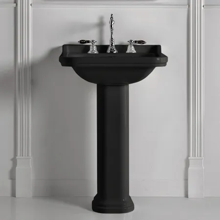 Kerasan Waldorf Раковина 60х55 см, 1 отв., с пьедесталом, керамическая, цвет: черный/хром
