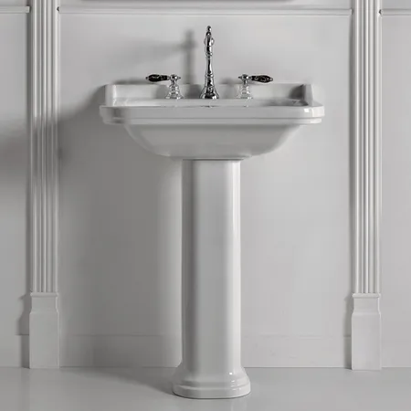 Kerasan Waldorf Раковина 80х55 см, 3 отв., с пьедесталом, цвет: белый/хром