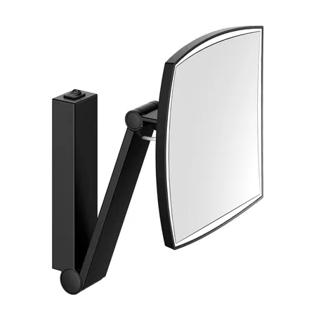 Keuco iLook_move Косметич. зеркало с подсветкой, с рычажным выкл., 200x200мм, IP 24, 3ой рычаг, увеличение x5 цвет: черный матовый