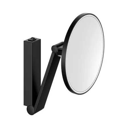 Keuco iLook_move Косметическое зеркало, подвесное, с подсветкой, круглое с рычажным выкл., D=21.2см, IP 24, 3ой рычаг, увел. x5 6500 К цвет: черный матовый