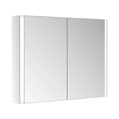 Keuco Somaris Зеркальный шкаф, 100x71x12.8см., 2-дверный двустор. зеркало, P 44 c плавным закр., корпус: алюминий серебристый цвет:
