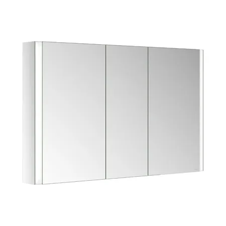 Keuco Somaris Зеркальный шкаф, 120x71x12.8см., 3-дверный двустор. зеркало, P 44 c плавным закр., корпус: алюминий серебристый цвет: