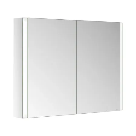 Keuco Somaris Зеркальный шкаф, 100x71x12.8см., 2-дверный-двустор. зеркало, IP 44, с обогревом и плавным закр., корпус: алюминий серебристый