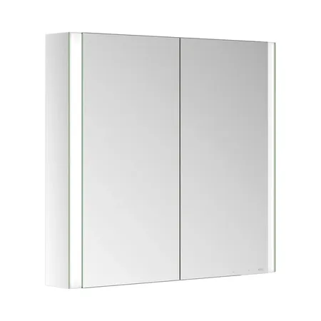 Keuco Somaris Зеркальный шкаф, 80x71x12.8см, 2-дверный-двустор. зеркало, IP 44, закр., корпус: алюминий серебристый