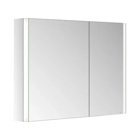 Keuco Somaris Зеркальный шкаф, 100x71x12.8см., 2-дверный двустор. зеркало, P 44, с обогревом c плавным закр., корпус: алюминий серебристый