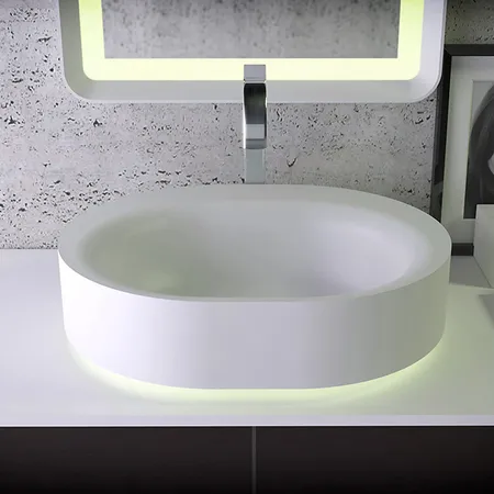 KNIEF Moon Раковина 55х45х16 см, без отв., накладная, с LED подсветкой, цвет: белый матовый