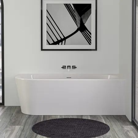 KNIEF Wall Corner L Ванна пристенная 180х80х60см., с круглым переливом, с комплектом крепл.к стене, без сл-перелива, цвет: белый