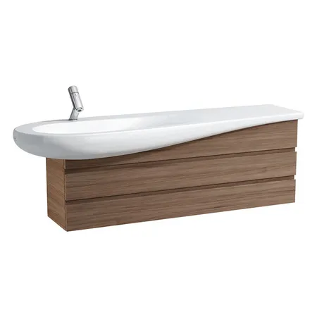 Laufen Alessi One Тумба с раковиной, 160х50см, с 2 выдвиж. ящиками, подвесная, покрытие LCC, цвет: орех/белый