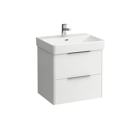 Laufen Base Тумба подвесная 57х44х53см, с раковиной, с 2 выдвиж. ящиками, с механизмом мягкого закрывания, цвет: белый матовый