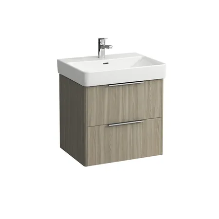 Laufen Base Тумба подвесная 57х44х53см, с раковиной, с 2 выдвиж. ящиками, с механизмом мягкого закрывания, цвет: светлый вяз