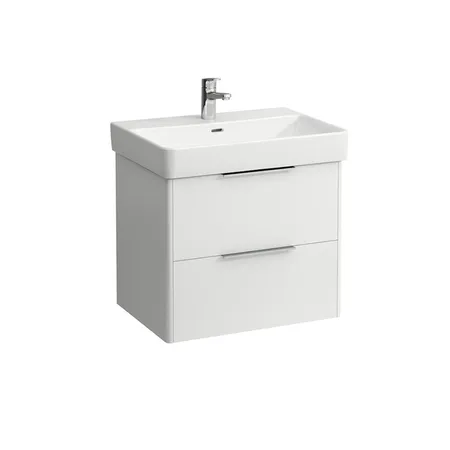 Laufen Base Тумба подвесная 65х46.5см, с раковиной, с 2 выдвиж. ящиками,  цвет: белый глянцевый