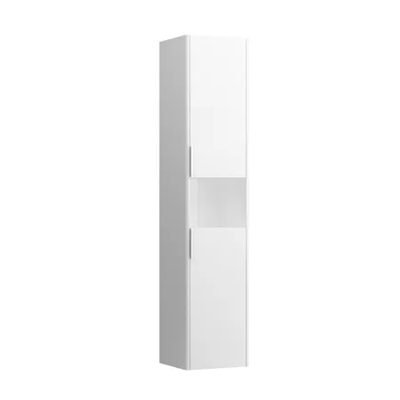 Laufen Base Высокий шкаф 35x33.5x165см., 2 дверцы, петли справа, 1 открытая полка, 4 стеклянные полки, дизайн совпадает со шкафами под раковину, цвет: белый глянцевый