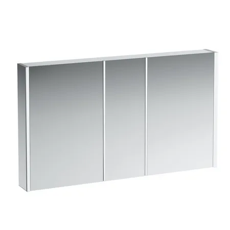 Laufen Frame Зеркальный шкаф 130x75см., LED-подсветка, алюминий, 3 двери, 2 розетки, с дефектом плафона