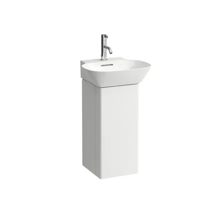 Laufen INO Тумба с раковиной, 28х31х60.5см, с 1 дверцей, с сифоном, с 4 полками, DX, подвесная, покрытие LCC, цвет: белый матовый