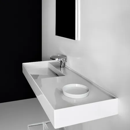 Laufen Kartell Раковина 120х46х12 см, 1 отв., полка справа, покрытие LCC, цвет: белый