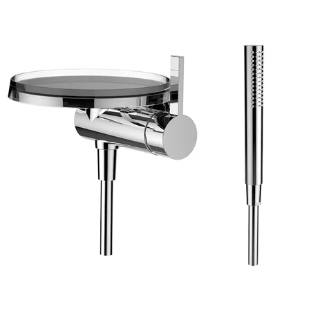 Laufen Kartell Смеситель для ванны настенный, на 1 отв, с ручным душем, цвет: хром