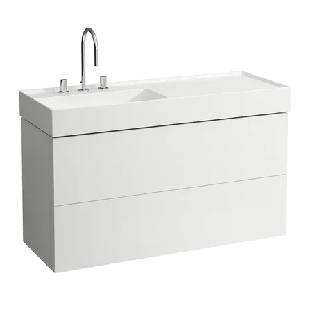 Laufen Kartell Тумба с раковиной, 118х45х60см., с 2 выдвиж. ящиками, с сифоном, с полочкой справа, цвет: белый матовый